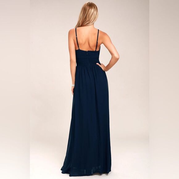 Lulus Navy Blue Lace Maxi Dress XL - Picture 3 of 5